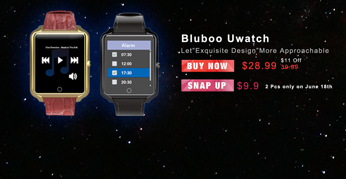 BLUBOO Uwatch Bluetooth Smart Watch 1.44  Capacitive Touch Screen MTK2501 Bluetooth 4.0 for iPone Andriod Smartphone 