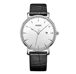 BUREI Genuine Leather Quartz Watch