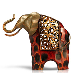 Tooarts Carved iron art elephant Metal sculpture Home Decoration