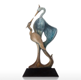 Double Crane Bronze Sculpture Aesthetic Shape Animal Sculpture Copper Crane