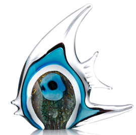 Blue Stripe Tropical Fish Glass Sculpture Home Decoration Fish