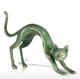 Stretching Cat Mysterious Fiberglass Sculpture Home Decoration
