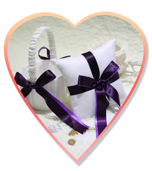 Romantic Soft Satin Wedding Ring Pillow + Wedding Satin Flower Basket