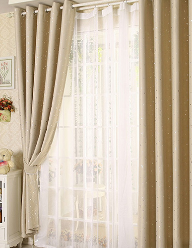 Anself 2PCS 100*250cm Modern Punching Grommet Blackout Curtain Linings Panel Bright Colored Stars Curtains with White Voile Soft Window Drape Classy Decoration Draperies for Living Room Bedroom Size 39"*98" 