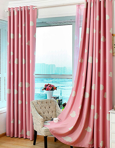 Anself 2PCS Bright Colored Clouds Curtain Window Drape Classy Decoration Draperies for Living Room Bedroom 100*250cm Punching Grommet Blackout Curtains Linings Panel Size 39"*98"
