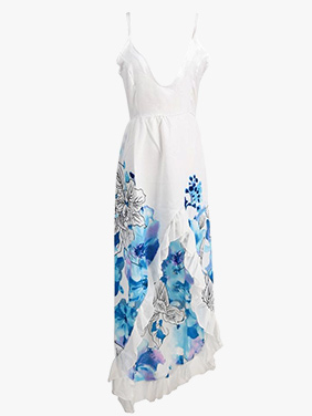 Print Asymmetrical Maxi Dress