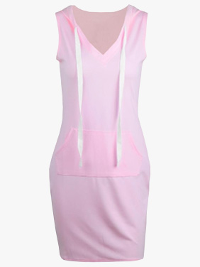Hooded Pink Sleeveless Dress