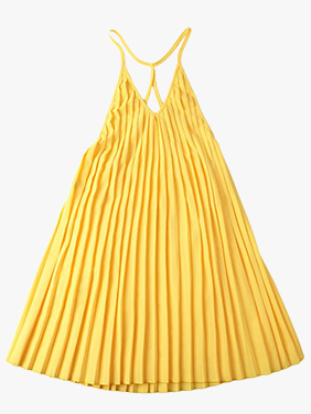 Backless Halter Yellow Dress