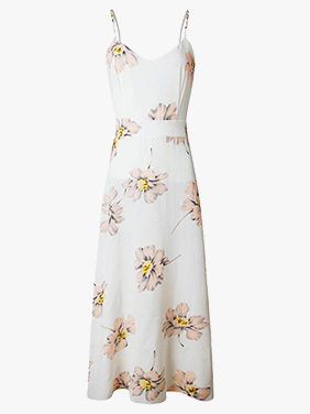 Floral Print Maxi White Dress