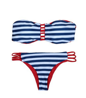 Sexy Contrast Stripe Women's Strapless Bikini Set