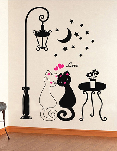 Cute Couples Cats Cartoon Wall Sticker Kids Children's Room Décor