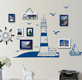 Removable Wall Sticker Blue Pattern DIY Wallpaper for 22.5 * 50cm