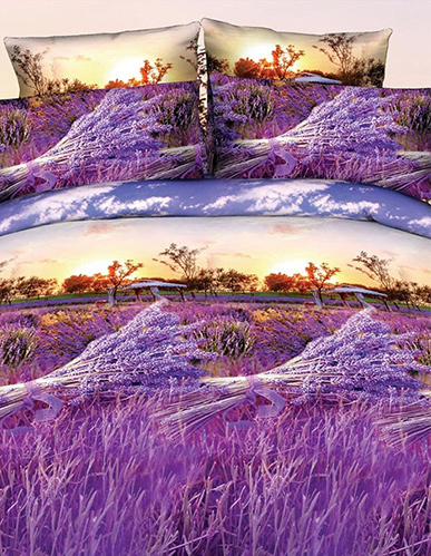 4pcs 3D Printed Bedding Set Bedclothes Purple Lavender Queen Size Duvet Cover+Bed Sheet+2 Pillowcases Home Textiles