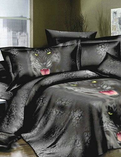 4pcs 3D Printed Bedding Set Bedclothes Black Tiger Queen/King Size Duvet Cover+Bed Sheet+2 Pillowcases