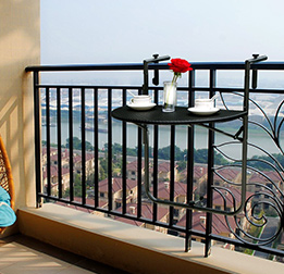 IKAYAA Adjustable Folding Balcony Deck Table