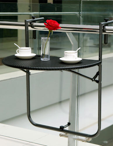 IKAYAA Adjustable Folding Balcony Deck Table Hanging Patio Railing Coffee Table 