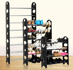 Simple Stackable 4 Tier 12 Pair Shoes Free Standing Shoe Rack Chrome Metal Fashion Footwear Cabinet Storage