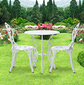 IKAYAA 3PCS Modern Outdoor Patio Garden Cafe Table &amp; Chairs Set 
