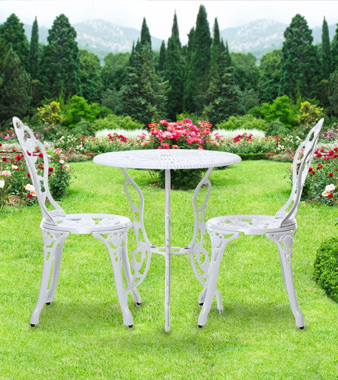 iKayaa 3PCS Iron Aluminum Cafe Table & Chairs Set
