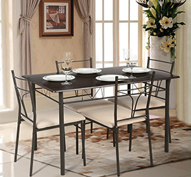 IKAYAA 5PCS Modern Metal Frame Dining Kitchen Table Chairs Set for 4 Person&nbsp;