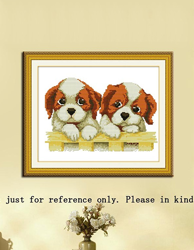 DIY Handmade Needlework 3D Cross Stitch Set Embroidery Kit 11CT Precise Printed Lovely Dogs Pattern Cross-Stitching Home Decoration