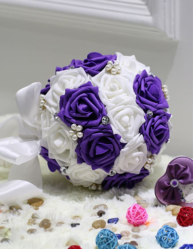 Wedding Decoration Supplies Hand Made Ivory Luxury Roses Pearl Bouquets 