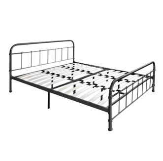 iKayaa Metal Double Size Platform Bed Frame With Wood Slats