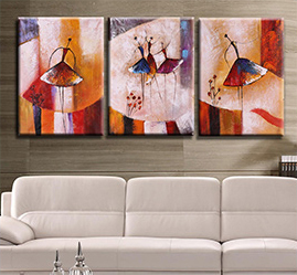 3pcs Unframed Hand Painted Abstract Oil Painting Set