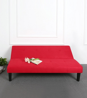 iKayaa Contemporary Microfiber Futon Sofa Bed Red