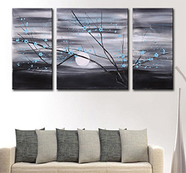 3pcs Unframed Hand Painted Modern Abstract Oil Painting Set