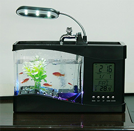 Desktop Fish Tank with LED Clock 