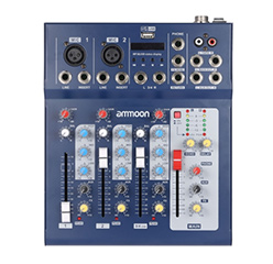 4-USB 3 Channel Digital Mic Line Audio Mixing Mixer Console