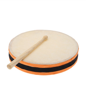 8" Wood Hand Drum Dual Head with Drum Stick Percussion
