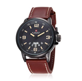 NAVIFORCE Quartz PU Leather Strap Watch