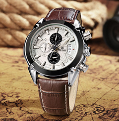 Megir Genuine Leather Quartz Watch