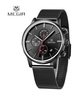 MEGIR High-end Steel Mesh Watchband Quartz Watch