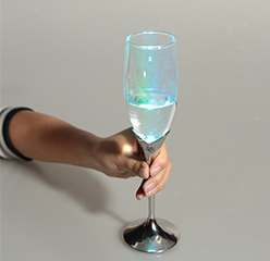 LED Light Up Champagne Glass Tulip-Shaped Glowing Pressure Sensing Multicolor 