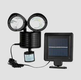 Solar Powered Rotatable Adjustable Double Dural Heads Security Wall Lamp 