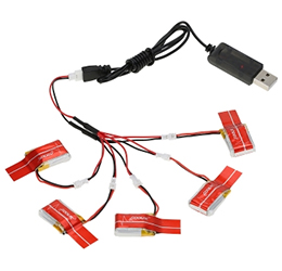 GoolRC 5Pcs 3.7V 150mAh 30C Lipo Battery with Charging Cable for JJRC H20