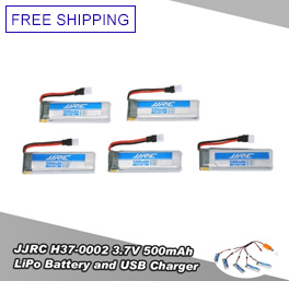 5Pcs JJRC H37-0002 3.7V 500mAh 20C LiPo Battery and USB Charger Set for JJRC H37