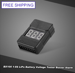 BX100 1-8S LiPo Battery Voltage Tester Low Voltage Buzzer Alarm with LED Indicator