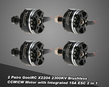 2 Pairs GoolRC X2204 2300KV Brushless CCW/CW Motor