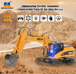 HUI NA TOYS Engineering Electric Excavator Construction Truck Alloy RC Car 