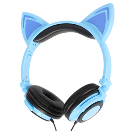 3.5mm Wired Headphones Cat Ear Foldable Flashing Earphone