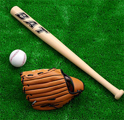 Set of Wooden Bat Glove Ball Baseball &amp; Softball 