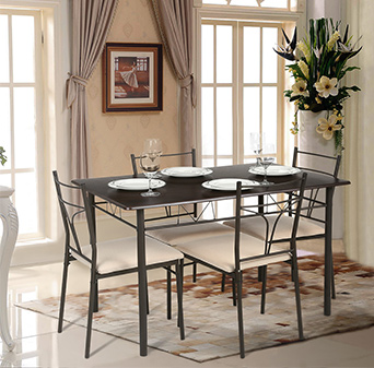 iKayaa 5PCS Dining Kitchen Table Chairs Set