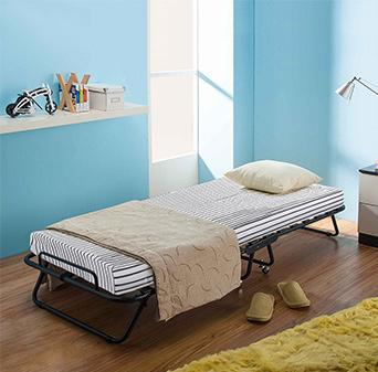 iKayaa Metal+Wood Rollaway Single Folding Bed Frame With Mattress