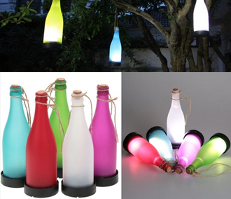 5PCS Solar Powered Light Sense Cork Bottle LED Hanging Lamp 