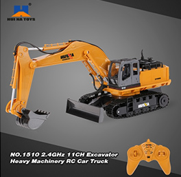 HUI NA TOYS NO.1510 Alloy Engineering Electronic Excavator Heavy Machinery 2.4GHz 11CH RC Toys Car Truck 
