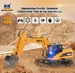 HUI NA TOYS 2.4GHz 15CH Engineering Electric Excavator Construction Truck Alloy RC Car
